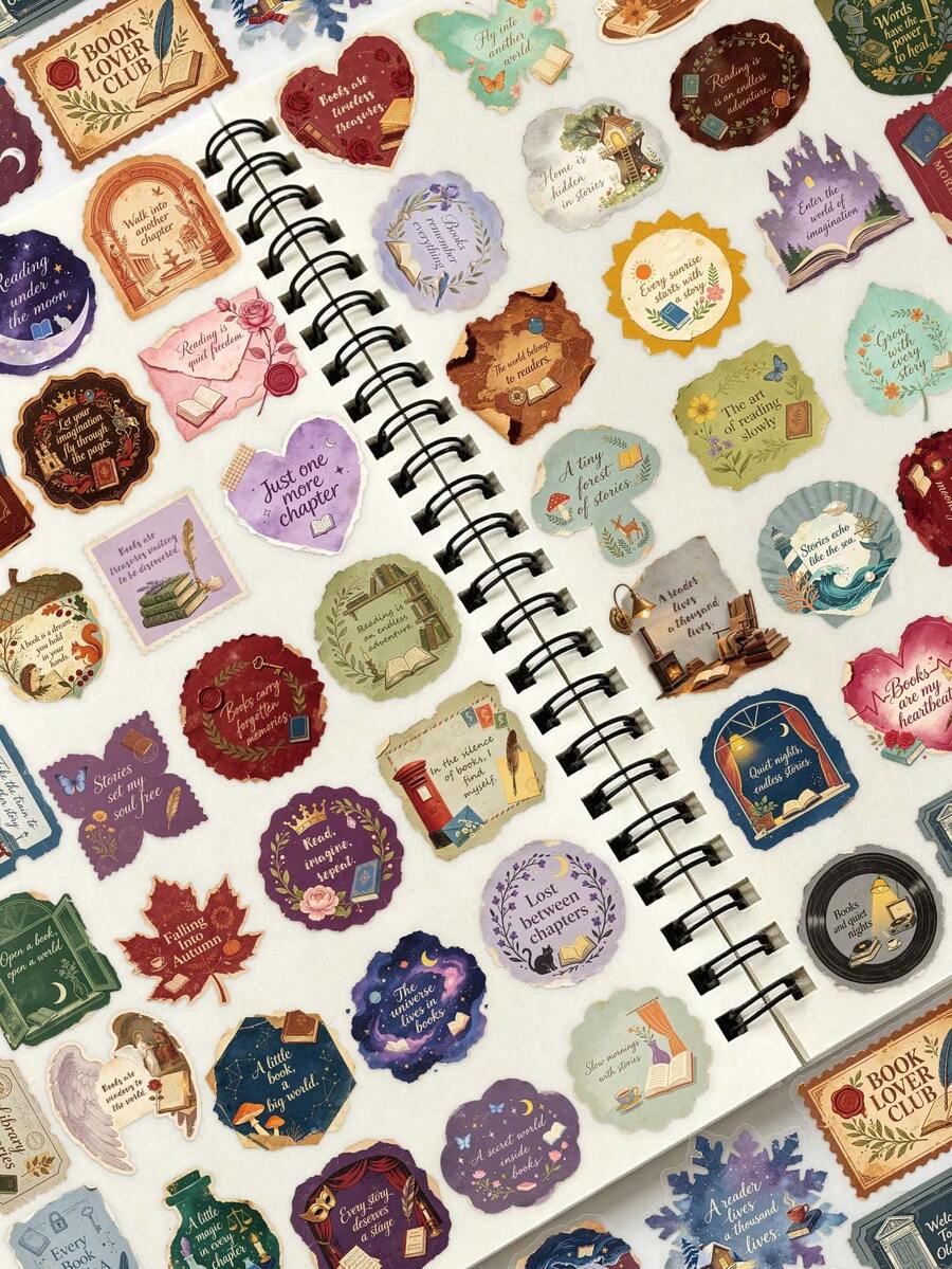 50PCS,Vintage English Transparent Stickers,PET Material,Scrapbook Supplies,Creative And Aesthetic Design Sticker,Suitable For Mobile Phone Cases,Tablets,Mobile Phone,Laptops,Suitcases,Cars,Notebooks,Helmet,Guitar,Skateboard,Storage Box,Computer, - 50pcs - View 1