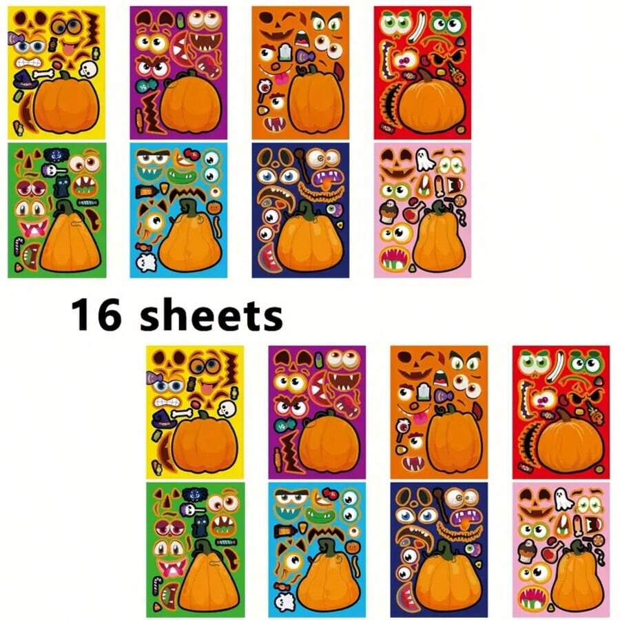 somoving 8pcs Halloween Stickers Pumpkin Skull Witch Werewolf Bat Ghost Stickers DIY Decoration Stickers Holiday Party Gift Bag Filler Toy Stickers - Multicolor - View 1