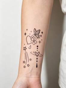 30pcs Black Personalized Tattoo Stickers, Including A Wide Range Of Patterns Such As Plants, Animals, Etc., Can Be Freely DIY Designed, Waterproof And Durable, Suitable For Daily Travel Arm, Leg, Neck, Finger And Other Decorations, A Great Gift - Black - View 3