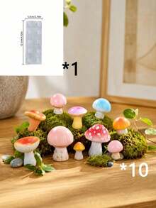 10/20pcs Random Color Multi-Color Mushroom Miniatures, Mushroom Decorative Ornaments, Garden Micro Landscape Gardening Decor, Potted Plant DIY Landscaping Accessories, Moss Tree Root Forest Landscape Decoration - Multicolor - View 10