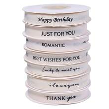 30m/Roll 1.5cm Polyester Cotton Beige English Letter Ribbon For Cake And Flower Packaging, Flower Decoration Material, Bow Making Supplies, Holiday Party Decoration - Ribbon - View 7