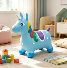 Unicornio Saltarín Inflable para Niños - Azul - Ver 4