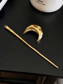 1pc Gold Metal French Hair Clip, Alloy Fashion Hair Accessory, Ponytail Hair Clip, Suitable For Women And Girls - Gold - View 3