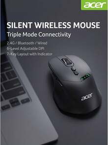 Acer Wireless Bluetooth Tri-Mode Mouse Ergonomic Mouse Compatible With Laptop USB Dock OMR254 Wireless Bluetooth Tri-Mode - View 8