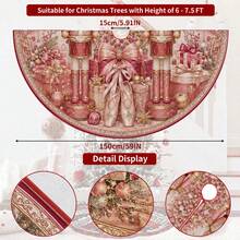 1pc Patterned Christmas Tree Skirt, Elegant Color Holiday Decor, 5 Sizes, Unisex Holiday Gift, Suitable For Home And Party Christmas Home Decoration - Pink Nutcracker - View 10