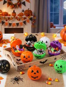 10/20pcs Colorful Openable Plastic Pumpkin Candy Boxes, Halloween Candy Storage Containers, Halloween Party Gifts, Desktop Decoration, Mini Plastic Pumpkin Gift Boxes, Halloween Party Supplies, Random Color Shipped (Boxes Only) - Multicolor - View 1