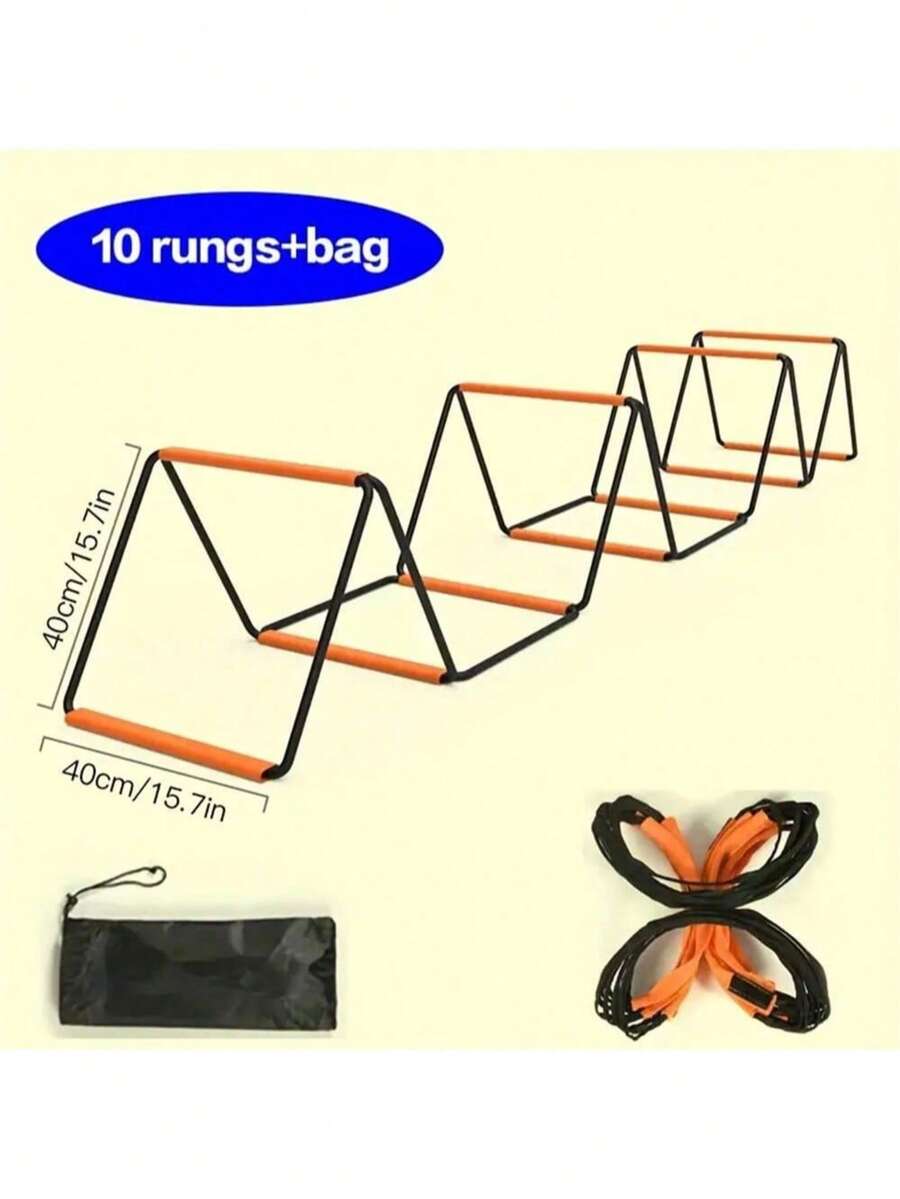 Agility Ladder, Agility Training Equipment, Soccer Speed Ladder, Soccer Foot Ladder, Foldable Instant Setup And Tango Portable Bag - Black - View 1