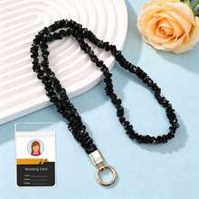Scrunchie Fabric Neck Lanyard , Teacher Lanyard With Clear ID Badge Card Holder, Leopard Checkerboard Print Solid Color Neck Strap For Work ID Card Ke - Multicolor - View 24