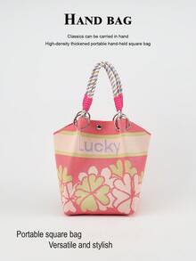 1pc Cute Cartoon Plant Pattern Large Capacity Lightweight Tote Bag, Suitable For Commuting, School, Travel, Portable Matching With Outfits, All Seasons - Multicolor - View 12