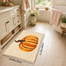 1pc Autumn Pumpkin Print Faux Wool Rug, Large Orange Pumpkin Pattern Carpet, Thanksgiving Harvest Rustic Farmhouse Style Home Decor, Suitable For Entryway, Kitchen, Living Room, Bedroom - Multicolor - View 10