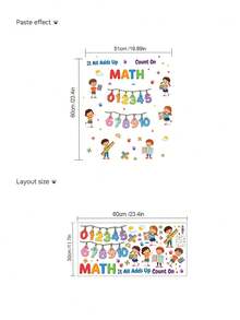 Cartoon Early Education Cognitive Wall Stickers 1-10 Numbers, Geometric Shapes, Party Animals, Math Arithmetic, DIY Peel And Stick Vinyl Decals For Kindergarten Children's Room Wall And Floor Decoration - Multicolor - View 12
