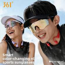 361degree 1pc Unisex 26g Lightweight Smart Transition Lens Professional Protection Hd Clear Vision Wind And Sand Resistant Sporty Sports Cycling Glasses For Cycling Outdoor Sports Running - Multicolor - View 3