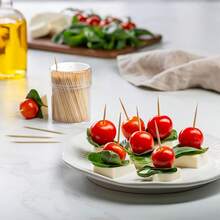 1100pcs/2boxes Cocktail Picks, 6.5cm/2.56in Length, Storage Box Packaging, Double-Ended Toothpicks, Suitable For Parties, Appetizers, Olives And BBQ - Natural Wood Color - View 4