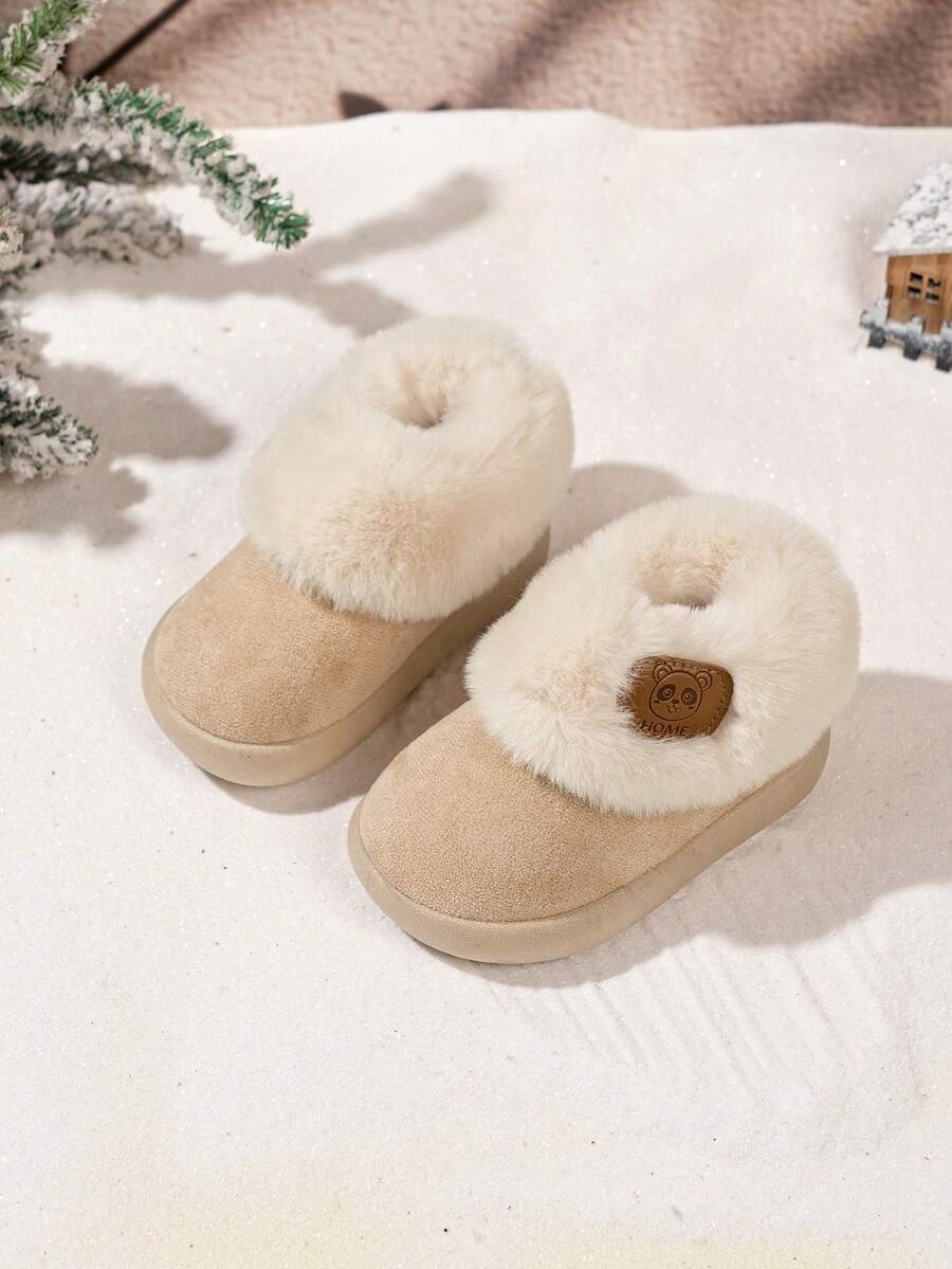 1 Pair Soft Sole Non-Slip Fashion Versatile Outdoor Casual Sports Suede Boots For Girls And Boys, Suitable For Spring And Autumn - Beige - View 1