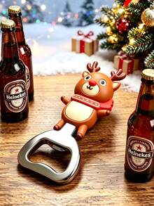 1pc Christmas Reindeer Bottle Opener, Effortless Opening, Suitable For Parties, Home Bar, Kitchen, Backyard Gatherings And More, Ultra-Lightweight And Cute Design, Convenient - Multicolor - View 3