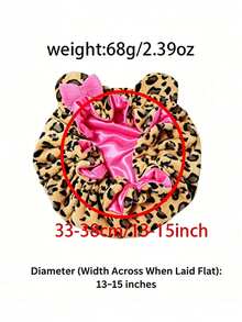 1pc Leopard Print Pink Teddy Fleece Sleep Cap, Adjustable Satin Lining Anti-Frizz Hat, Comfortable Elastic, Suitable For Natural Curly Hair - Multicolor - View 2
