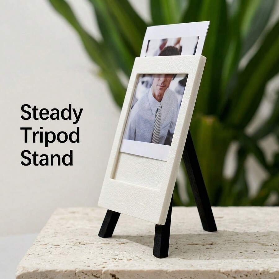 Mini Photo Frame With Desktop Easel Stand, Mini Picture Frame, Textured White Photo Holder, Suitable For Fujifilm Mini Display, Elegant Home & Office Desktop Decor, Birthday Anniversary Holiday Gift - Multicolor - View 1
