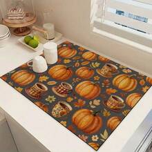 1PC Pumpkin Diatomite Absorbent Welcome Doormat, Christmas Halloween Decor Rug, Multi‑Purpose Mat For Stovetop, Coffee Station, Water Bar Counter, Indoor & Outdoor Front Door, Kitchen Home Decor Area Floor Mat - Multicolor - View 15
