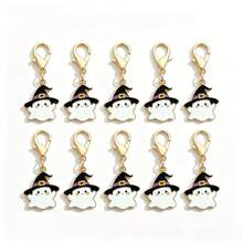 10pcs Witch Hat Ghost Keychain Pendants, White And Black Keychains Suitable For Halloween Pranks, Also As Gifts For Graduation, Birthday, Thanksgiving, Halloween And Christmas, Fun And Practical To Give - White - View 8