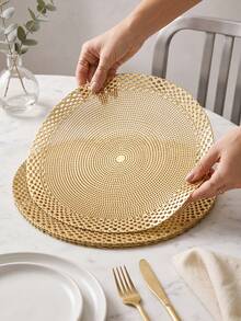 4/120pcs, Gold Round Hollow PVC Placemats, Washable Western Style Table Mats, Non-Slip Odorless Tableware Mats, Suitable For Restaurants, Cafes, Homestays, Applicable For Holidays, Parties, Gatherings, Birthdays, Weddings, Dinners And Other Occasions. - Multicolor - View 5