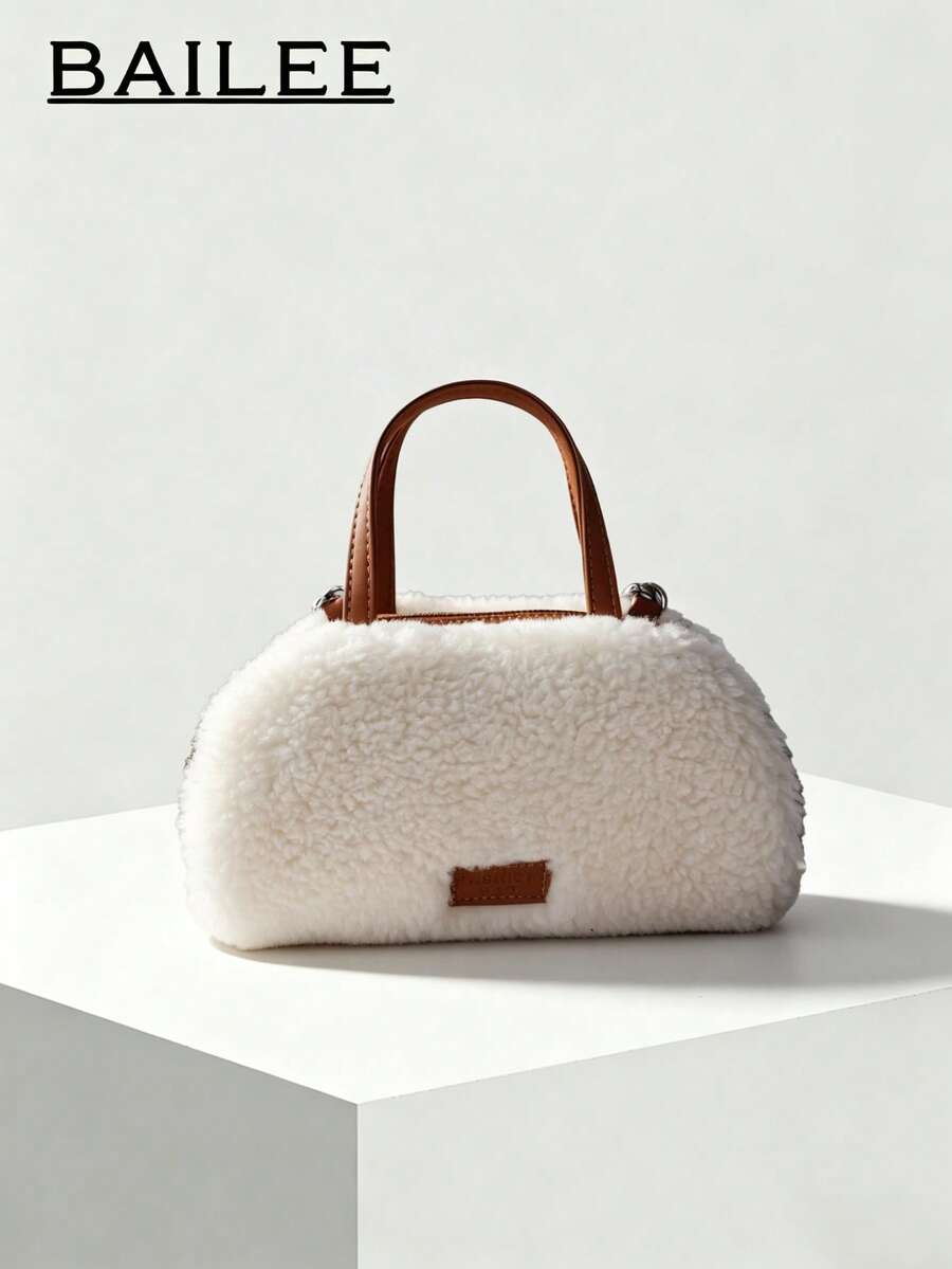 BAILEE A Stylish, Avant-Garde Faux Fur Handbag With A Plush Texture Paired With Leather Design, Perfect For Outfits And As A Gift. - Multicolor - View 1
