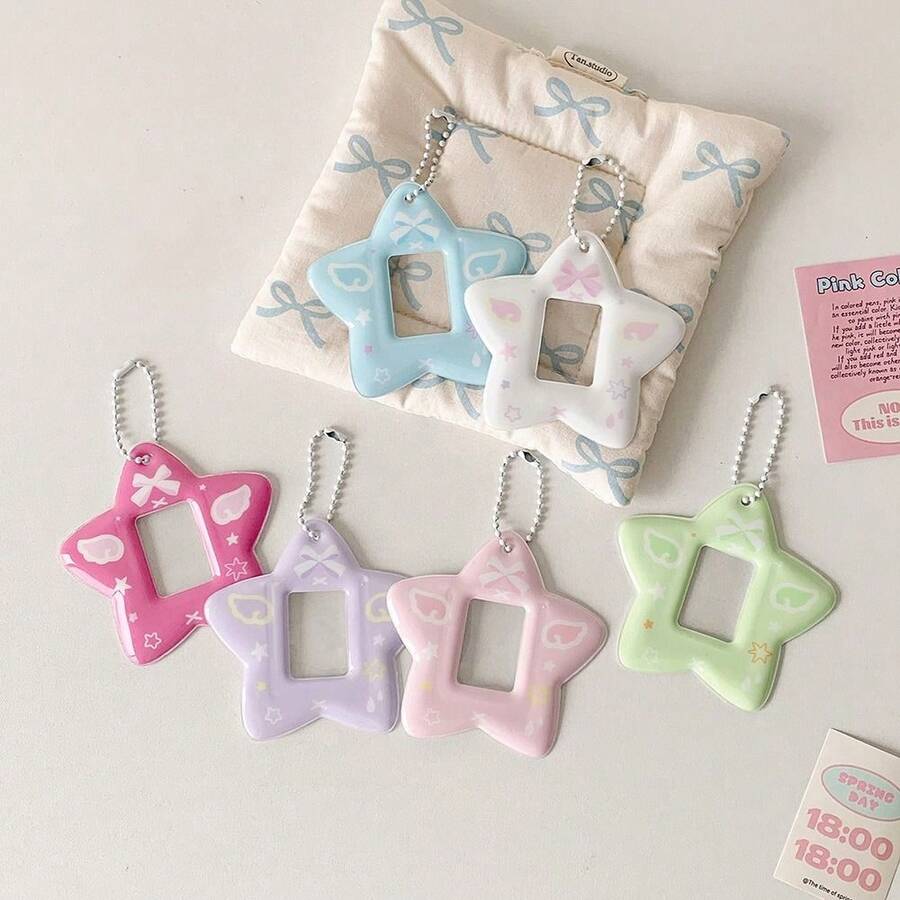 1PC Mini PVC Star Phone Photocard Holder Korean 1in ID Photo Keychain Idol Photo Card Frame Display Photocard Protector Hanging Picture Card Holder - Multicolor - View 1