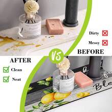 1pc Lemon Pattern, Sink Faucet Absorbent Mat, Drainage Mat, Suitable For Kitchen, Bathroom Sink, Countertop, Drainage Mat, Diatomaceous Earth Material, Trimmable, Quick-Dry Mat - Multicolor - View 7