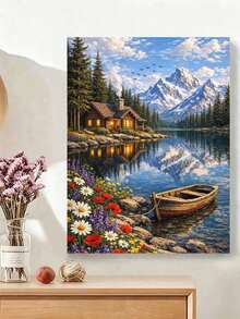 1 Set Oil Painting Digital Oil Painting Kit, Landscape Painting Set, DIY Digital Oil Painting Home Wall Decor - A - View 2