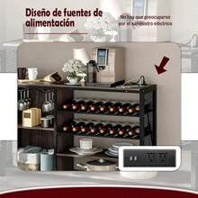 Mueble Bar Gabinete De 3 Niveles 106cm Con Toma De Corriente - Negro - Ver 8