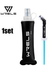 WRELS 1/2 Piezas Botellas de Agua Plegables de unicolor / 1 Set Botella de Agua y Combinación de Pajita, Ligero, a Prueba de Fugas y Portátil, Adecuado para Ciclismo, Correr y Camping, y Puede Usarse como Accesorios de Fitness - Negro - Ver 18