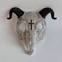1pc Halloween Rhinestone Full Face Mask, Fashionable Crystal Masquerade Mask Party Costume Accessory - Multicolor - View 6