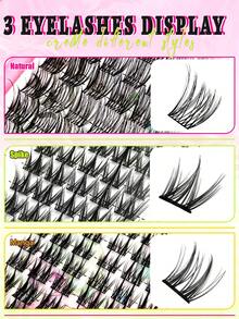 Eimny 170pcs DIY Single Lash Cluster Set 30 Rows Eyelash Extension Kit With Adhesive, Sealing Tweezers And Brush, 3 Styles Natural Spiky And Cartoon Waterproof False Eyelashes Suitable For Daily And Events - Multicolor - View 3