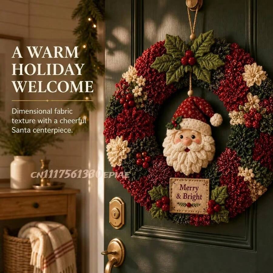 IAGREEA Kit DIY Karangan Bunga Kain 3D untuk Dewasa - Cocok untuk Pemula, Dekorasi Gantung Natal untuk Pintu Depan, Jendela, dan Dinding. Dekorasi Rumah Penting, Hadiah Natal Sempurna, Cocok untuk Dekorasi Pintu Buatan Tangan Dewasa.
