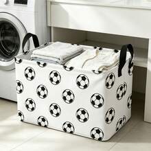 Keranjang Cucian Motif Sepak Bola Persegi Panjang/Keranjang Cucian Lipat, Untuk Mengatur dan Menyimpan/Keranjang Penyimpanan/Keranjang Mainan Kantor Kamar Tidur/Keranjang Rak Lemari Kotak Mainan, Keranjang Cucian - MultiWarna - View 5