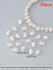 50pcs White Faux Pearl Beads Irregular Loose Spacer Beads Pendant For Jewelry Making DIY Bracelets Necklaces Accessories - Pearl - View 30