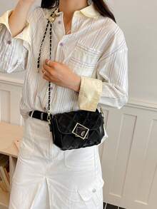 Black Small Square Pearl Bracelet Bag, Exquisite Luxury Crossbody Bag For Dating And Commuting, Women's Handbag - Black - View 3