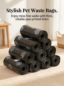 Leakproof Waste Bags Rolls With Cute Paw Print For Adult Pet Owners, Tear Resistant Refill Rolls For Daily Cleanups - Multicolor - View 7
