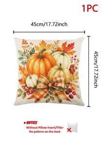 Thanksgiving Autumn Table Runner, Watercolor Pumpkin Berry Bow Pattern, Rustic Country Style, Autumn Holiday Dining Table Decor, Maple Leaf Pine Cone Floral Print, Linen Texture Tablecloth, Dining Room Kitchen Home Decor - Multicolor - View 12