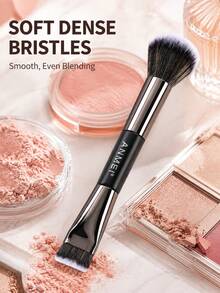 Dual-Ended Makeup Brush Set, Angled Foundation & Contour Brush, Blush, Nose Contour, Highlighter, Multi-Function Tool, Soft Synthetic Bristles, Suitable For Blending & Shaping, Home, Salon, Travel Use, Gift For Women, Girls, Makeup Enthusiasts, Valentine's Day, Mother's Day - Multicolor - View 8