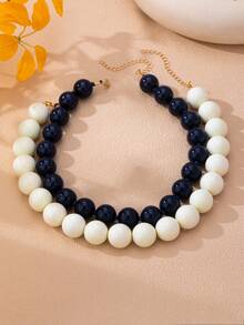 OABE Autumn Outfit 2pcs/Set Bohemian Style Dual-Color Beaded Layered Necklace, Suitable For Women To Wear, Surprise Gift - Multicolor - View 3