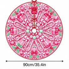 1件裝粉色糖果棒圖案聖誕樹裙，優雅節日裝飾，5種尺寸，中性節日禮物，適用於居家與派對聖誕家居裝飾 - 粉色糖果拐杖 - 查看 14