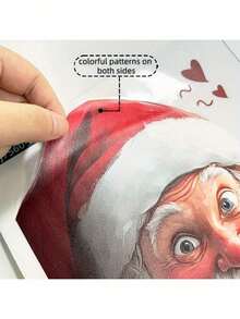 1 buah (7,87*11,81 inci) Stiker Jendela Kaca Bermotif Visual Santa Claus Dua Sisi, Hiasi Rumah Anda, Hadirkan Suasana Liburan ke Rumah Anda, Hadiah Stiker Dekorasi Liburan, Ulang Tahun, Wisuda - Red and White - View 7