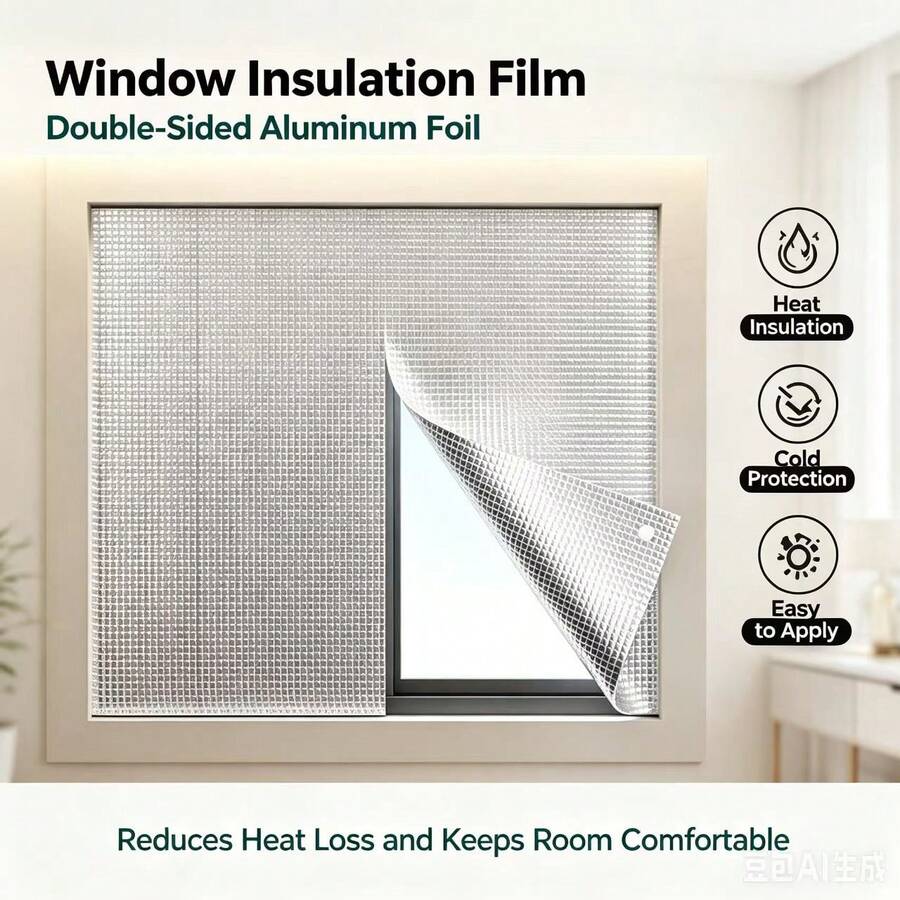 Insulated Thermal Curtains, Silver Mesh Curtains, No-Drill Installation With Free Hook And Loop And Double-Sided Adhesive Dots, Double-Secure And Customizable, Anti-Peeping Privacy Protection, Heat Insulation In Summer And Warmth In Winter, Easy To Remove, Waterproof And UV-Resistant - Diamond Thermal Insulated Curtains - View 1