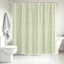 1 buah Tirai Mandi Motif Garis, Desain Minimalis, Tirai Mandi Tahan Air, Cocok untuk Sekat Bak Mandi, Dekorasi Kamar Mandi dan Aksesoris Kamar Mandi, Dilengkapi dengan 12 Pengait, Hadiah Dekorasi Rumah - MultiWarna - View 6