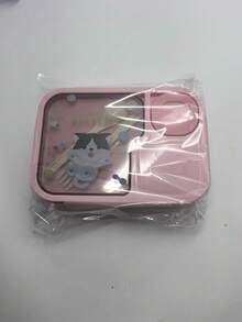 1pc Cute Cartoon Divided Lunch Box With Utensils And Sauce Container, Leak-Proof Food Storage, Portable Office Commute Picnic Meal Prep Box, Back To School Lunch Box, Birthday Housewarming Gift, Birthday, Back To School - Multicolor - View 11