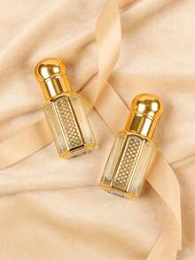 Gold Octagonal Glass Roll Perfume Bottle, Refillable Empty Essential Oil Roll Bottle, Luxury Gold Plated Lace Pattern Mini Travel Perfume Sample Container, Reusable Fragrant Essential Oil Applicator, Arabic Style Small Perfume Storage Bottle - Multicolor - View 7