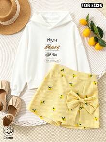 Children's Hooded Sweatshirt: Cute "Menu" With Bread And Fish Patterns, Soft And Breathable, Suitable For Daily Wear In Spring And Autumn - White - View 1