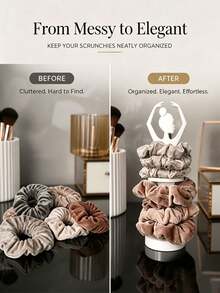 2-Tier Ballet Pose Hair Tie Display Rack, Space-Saving Hair Accessory Storage Organizer, Creative Dancer Design Desktop Storage Box, Can Neatly Categorize Various Hair Accessories, Ideal Decoration For Bedroom, Bathroom And Vanity Daily Use - Multicolor - View 3