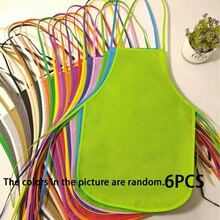6PCS Disposable Aprons With Fabric Aprons, Non-Woven Fabric Children's Artist Aprons, Suitable For Kitchen, Classroom, Community Activities, Parties, Crafts And Art Painting Activities, Assorted Colors Random - Multicolor - View 9
