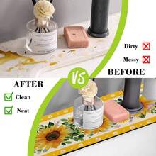 1 buah Keset Penyerap Keran Wastafel, Motif Bunga Matahari, Keset Drainase, Cocok Untuk Wastafel Dapur, Kamar Mandi, Meja Dapur, Keset Drainase, Bahan Tanah Diatom, Dapat Dipotong, Keset Cepat Kering - MultiWarna - View 7